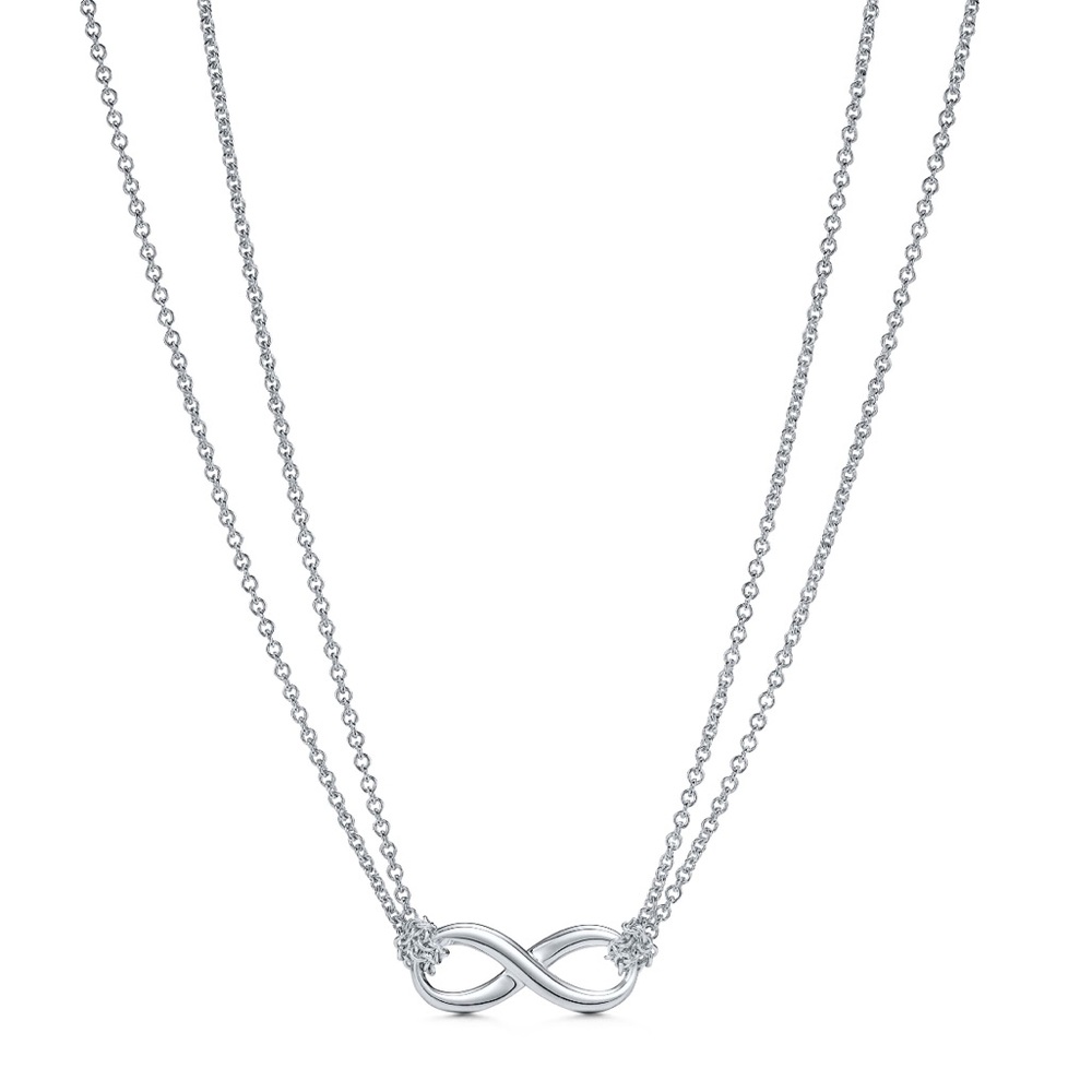 Tiffany Infinity necklace. Sterling silver. 18” double chain.
